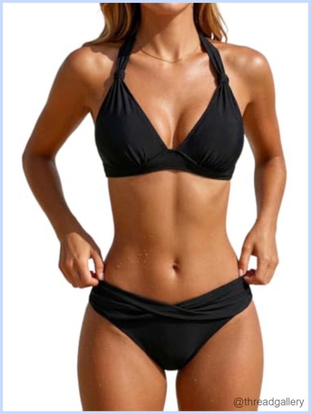 Halter Push Up Bikini Two Piece Criss Cross with Tummy Control
